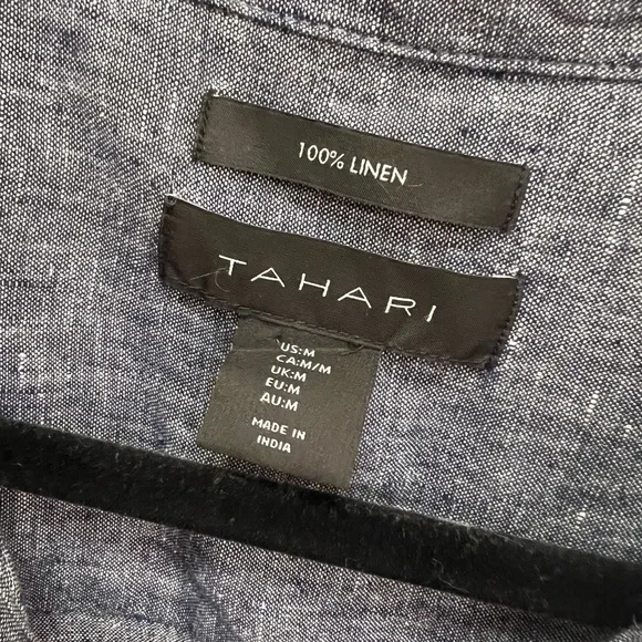 Tahari Charcoal Button-Down Shirt - Picture 2 of 8